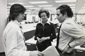 Golden days: Katherine Graham with Bernstein & Woodward, whose Watergate investigation toppled a President